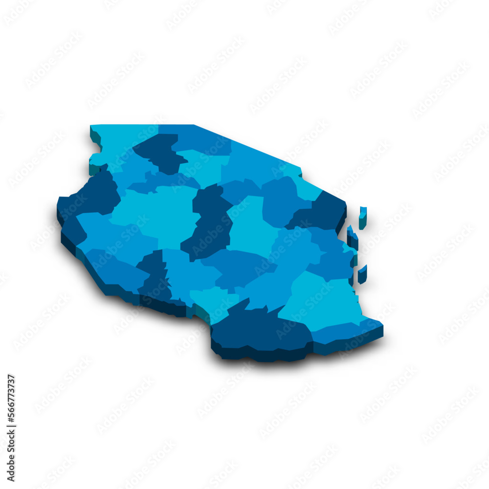 Fototapeta Tanzania political map of administrative divisions