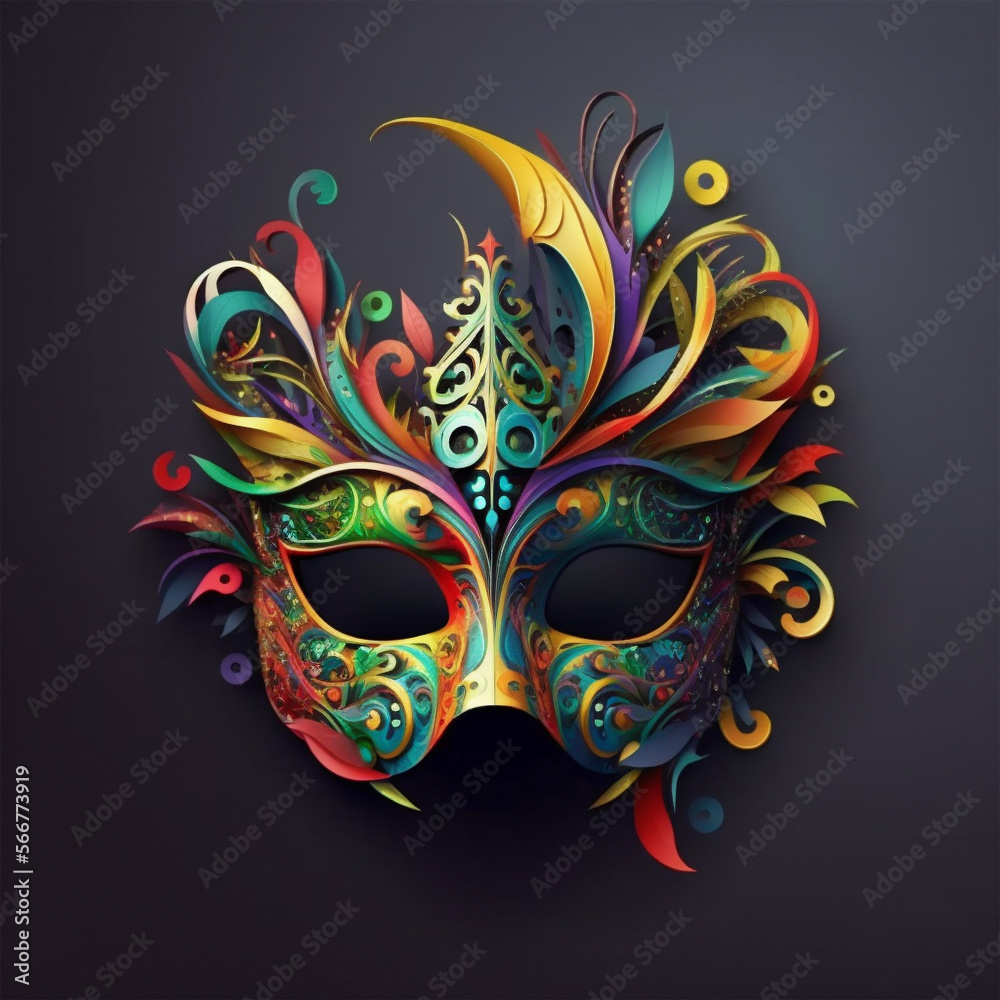 Colorful Venetian carnival mask. generative ai