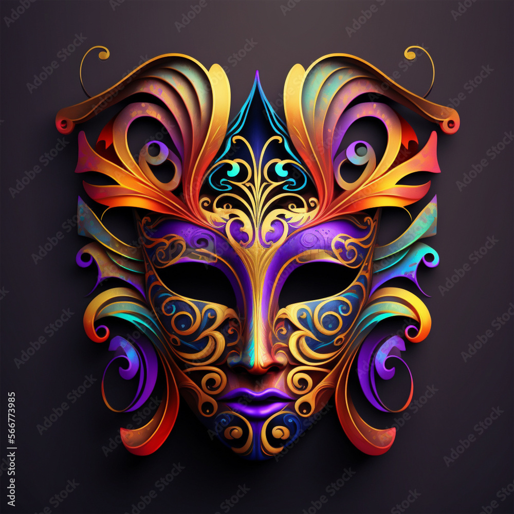 Colorful Venetian carnival mask. generative ai