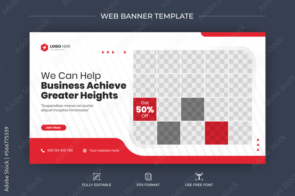 Editable creative corporate business social media web banner and youtube thumbnail | Live stream video thumbnail for marketing | Youtube thumbnail template