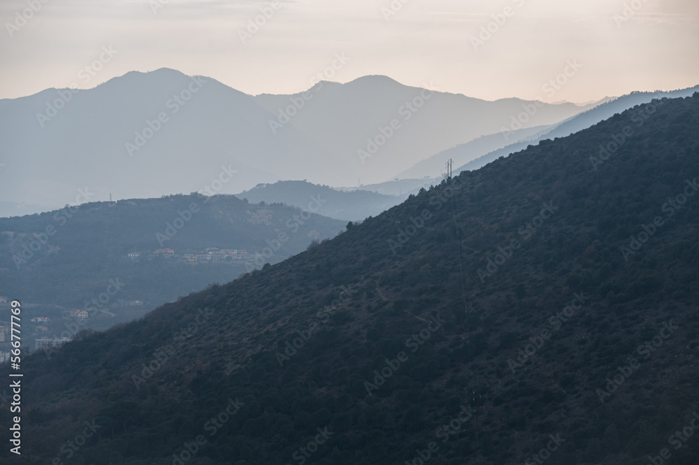 Valley in  the mountains in Liguria, Italy