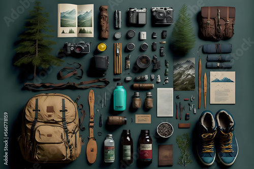 knolling hiking things photo