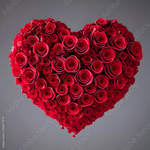 Amor, corazon hecho de rosas, centrado, corazón enamorado, día de San Valentin photo