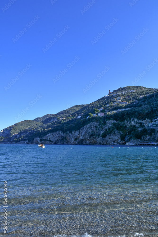 The beach of Vico Equense, a town on the coast of the Campania region, Italy.