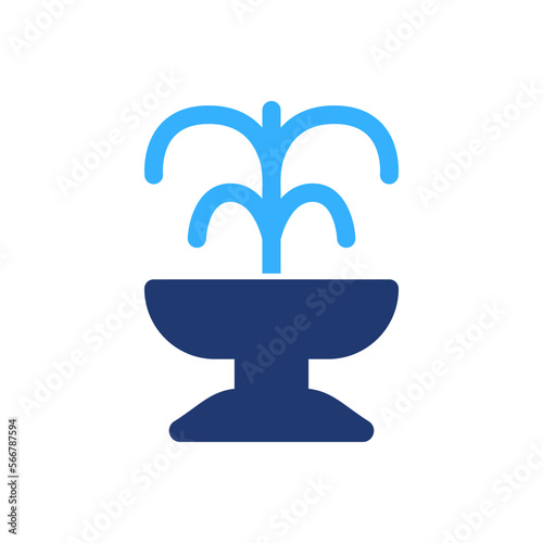 Fountain Silhouette Icon. Fountain of Pouring water Color Pictogram. Park and Garden Architecture Icon. Vector Isolated Illustration