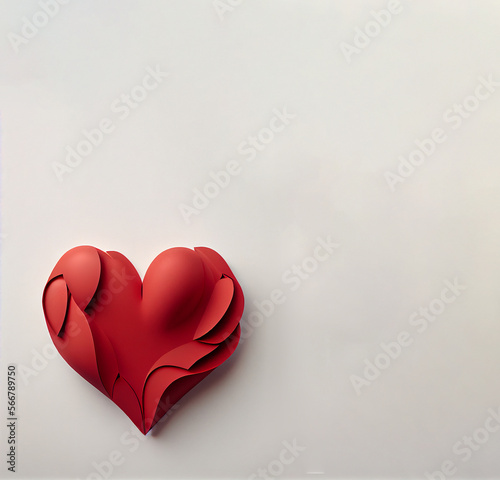 Valentine Days Card  Heart made of paper