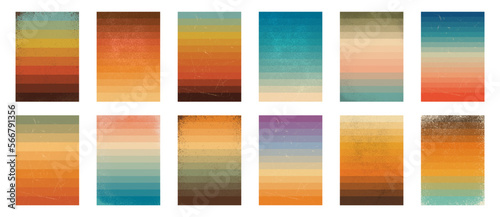 Retro 70s vintage texture stripes background poster lines. Gradient sunset © Oksana