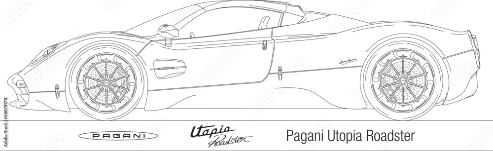 Vetor de Modena, Italy, year 2023, Pagani Utopia Roadster super car ...