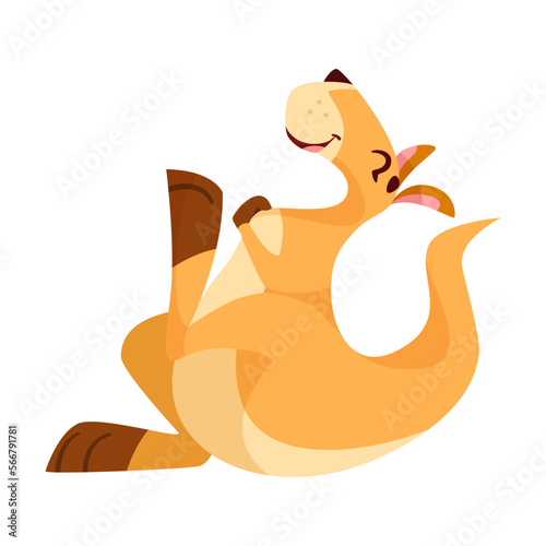 Funny Kangaroo Animal Enjoying and Cheering with Happy Smiling Snout Vector Illustration