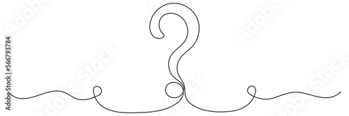 Question mark continuous one line drawing. Vector illustration isolated on white.
