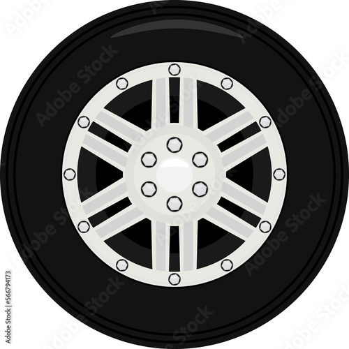 Cartoon wheel of a car.