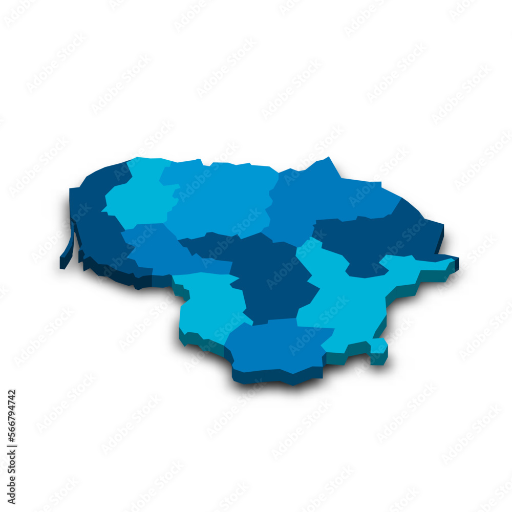 Obraz premium Lithuania political map of administrative divisions