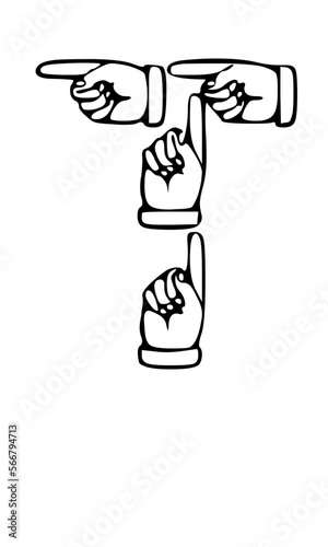 Pointing Hands Forming Letter Mono Type Font