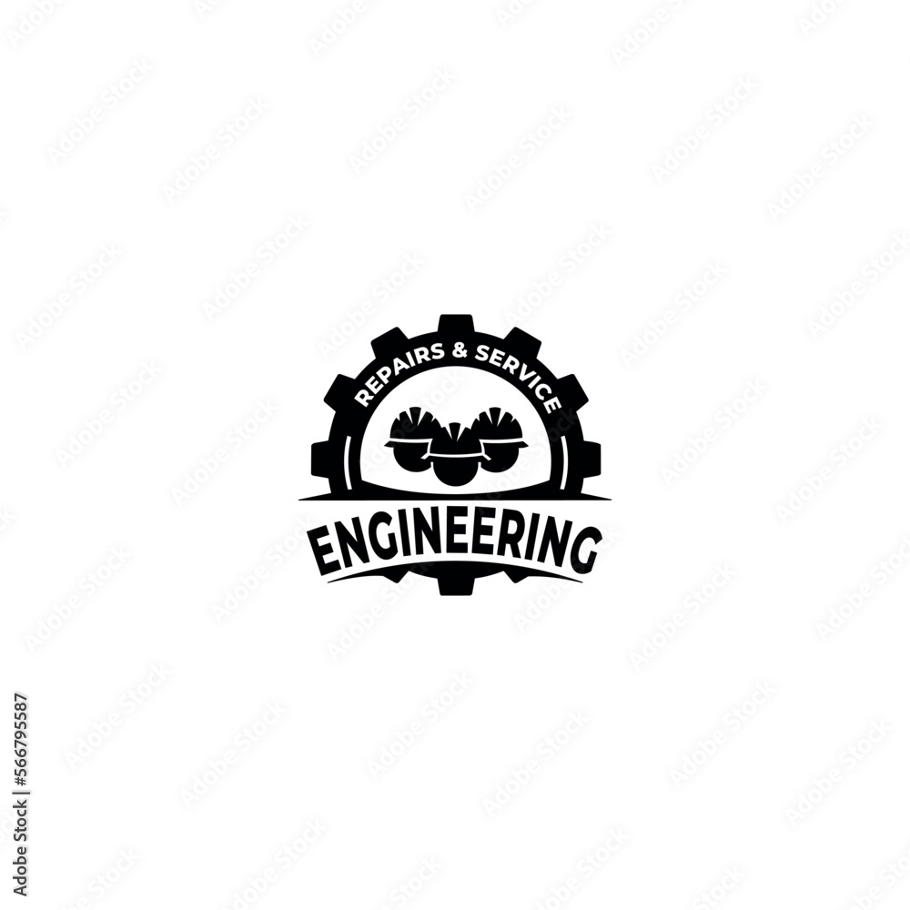 Fototapeta premium Engineer Logo Template Design Vector. engineering worker and construction. Industrial engineers workers.