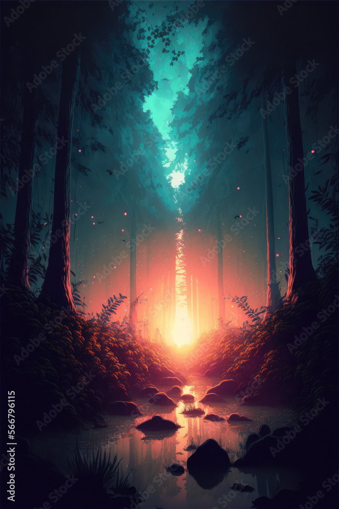 Obraz premium Glowing clearing in the forest