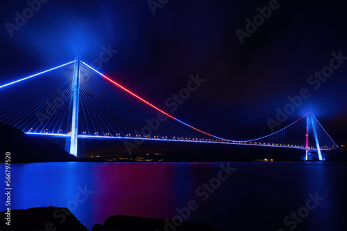 Yavuz Sultan Selim Bridge night exposure, İstanbul, Turkey
