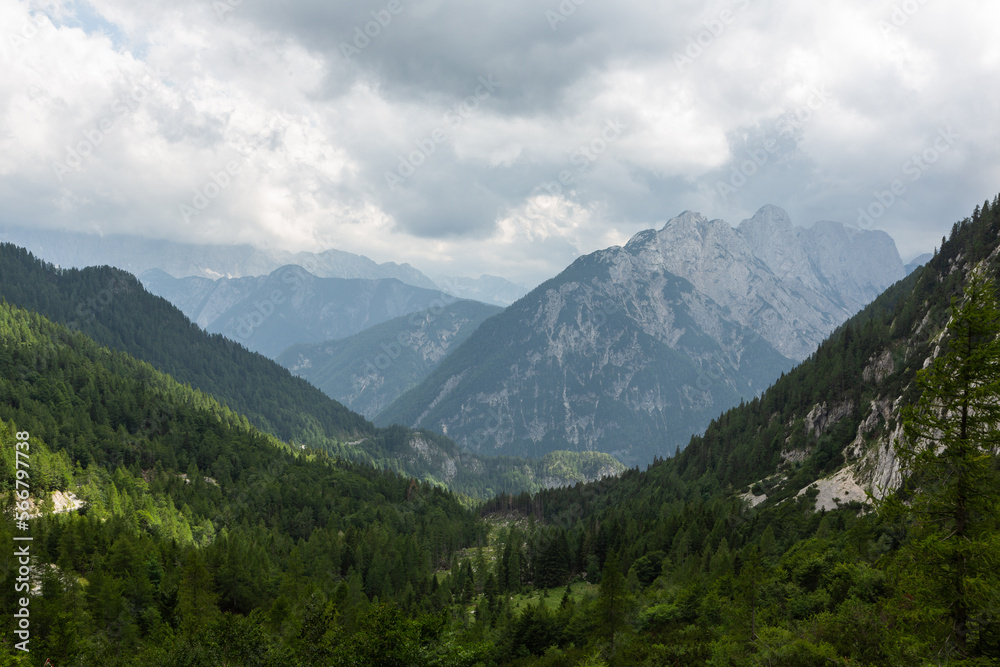 Mountain views in the Julian Alps in Slovenia,Vršič Mountain views in the Julian Alps in Slovenia,Vršič
