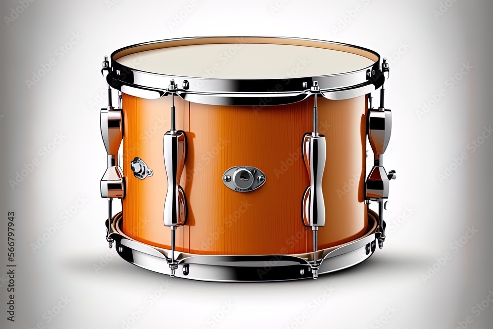 Fotografie White backdrop with a drum, a musical instrument, isolated