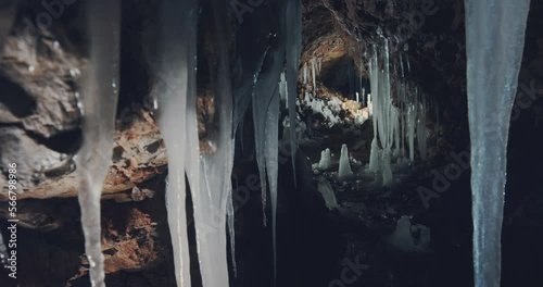 Beautiful pictures icicles in a cave