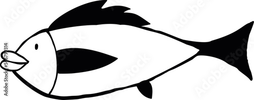 Freaky quirky fishes in modern doodle style. Vector illustration