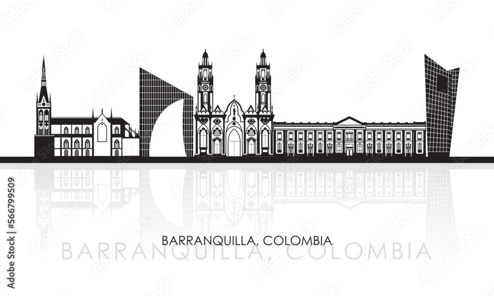 Obraz premium Silhouette Skyline panorama of city of Barranquilla, Colombia - vector illustration