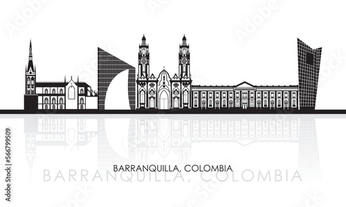 Silhouette Skyline panorama of city of Barranquilla, Colombia - vector illustration