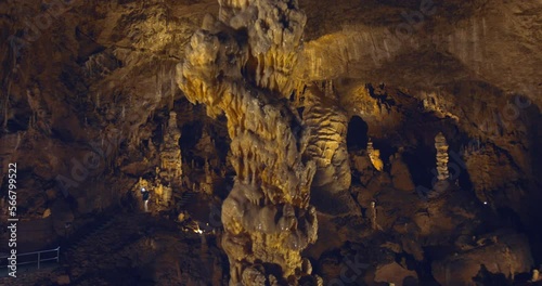 Interior of Baradla Cave in Aggtelek Hungary. Lime infiltration on the wall