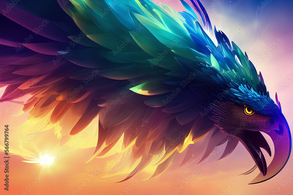 Obraz premium eagle concept art in abstract colorful background, fantasy art