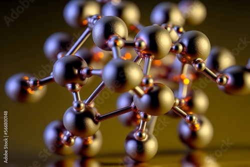 Nickel molecule structure close up shot. AI generated.