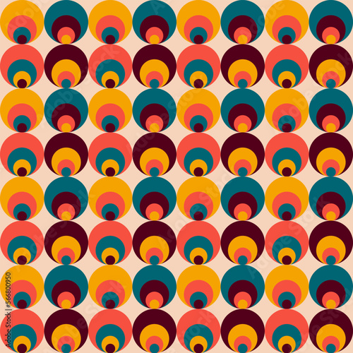 Retro groove pattern with circles in the style of 70 s