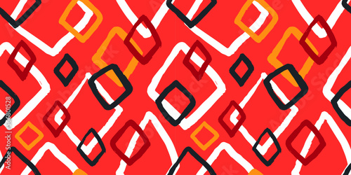 African art style seamless pattern. Traditional hand drawn tribal background with doodle decoration. Ethnic culture fashion print, textile, wrapping paper backdrop.