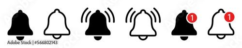 Notification bell icon set photo