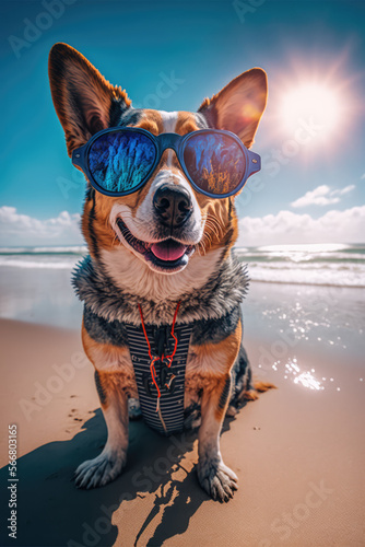dog on the beach in sunglasses © Alexander
