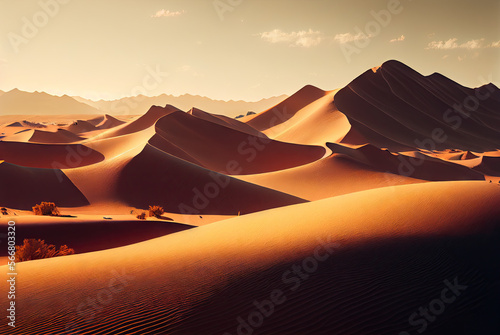 Sand dunes in Sahara desert created with AI
