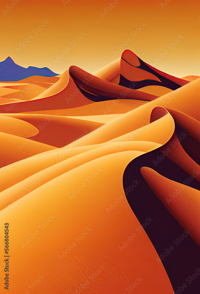 Sand dunes in Sahara desert created with AI Sand dunes in Sahara desert created with AI