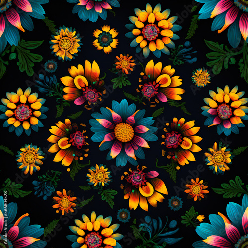 seamless floral pattern, colorful folwers