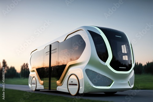 Future of urban autonomus mobility, AV city bus, AV, Public transportation, Generative AI
 photo