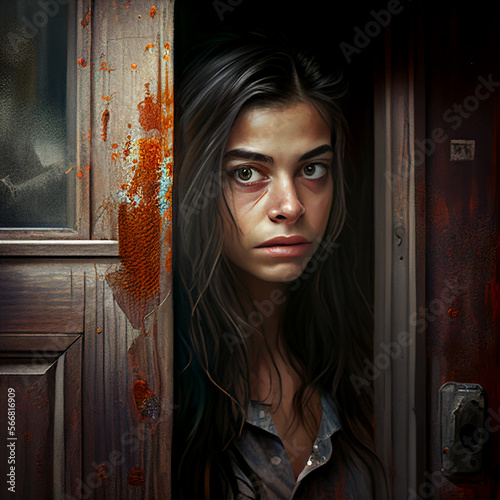 Vulnerable looking girl next door Generative AI