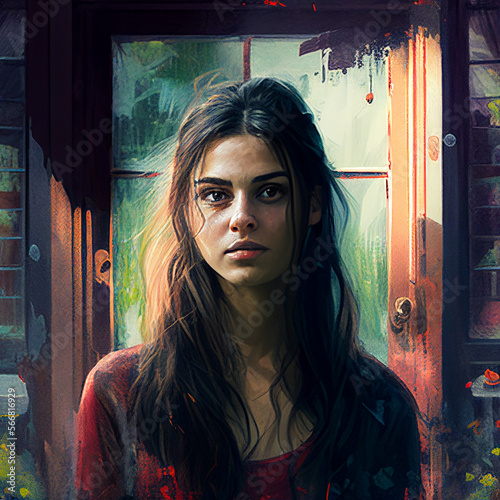 Vulnerable looking girl next door Generative AI