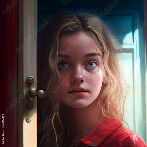 Vulnerable looking girl next door Generative AI