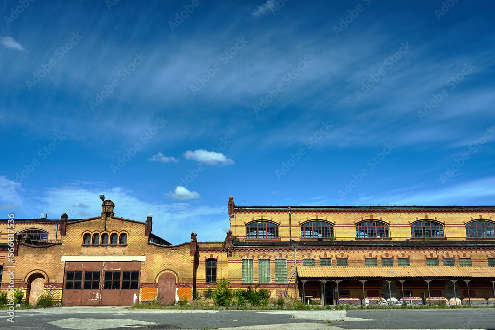 Historic and abandoned buildings of the former slaughterhouse in the city of Poznan