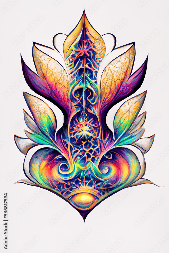 Fototapeta premium Psychedelic Tattoo Design. AI Generated