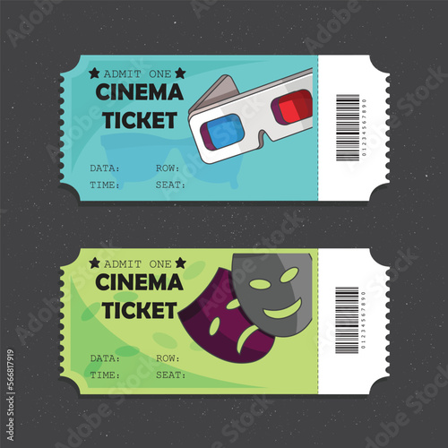 Free Vector Cartoon Cinema Tickets Illustration Set