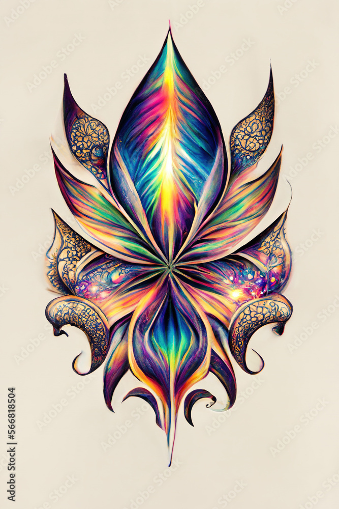 Fototapeta premium Psychedelic Tattoo Design. AI Generated