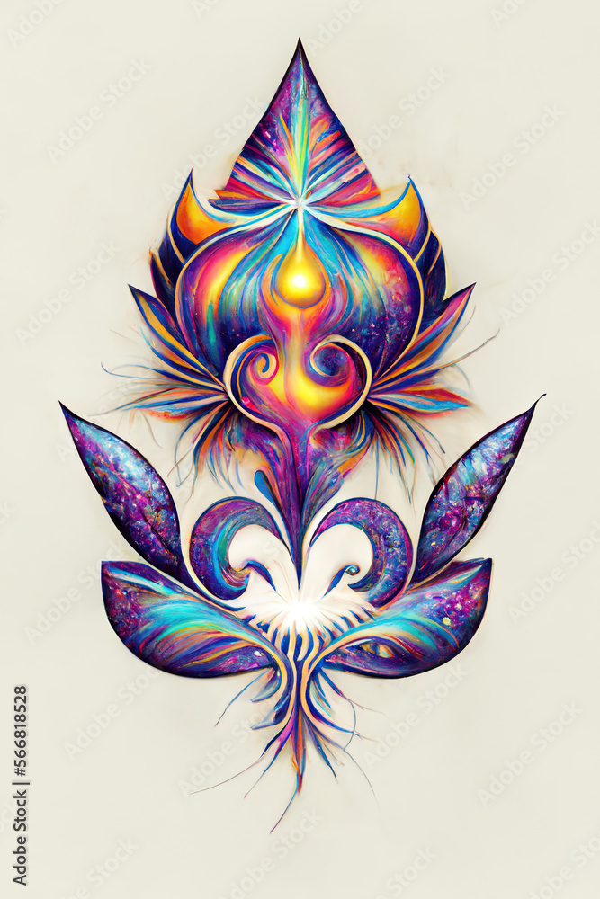 Psychedelic Tattoo Design. AI Generated Stock Illustration | Adobe Stock