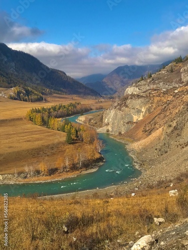 Katun River. Turquoise river. Autumn landscape. Altai.Russia