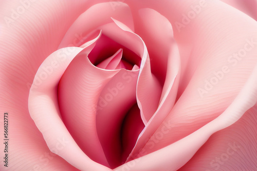 Closeup of rose petals, vulva shape, delicate pink flower, concept of feminine vulvar health and vulvodynia, generative ai