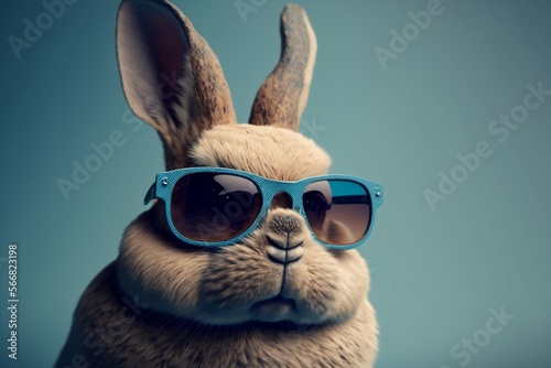 bunny with sunglasses on made with Generative AI 