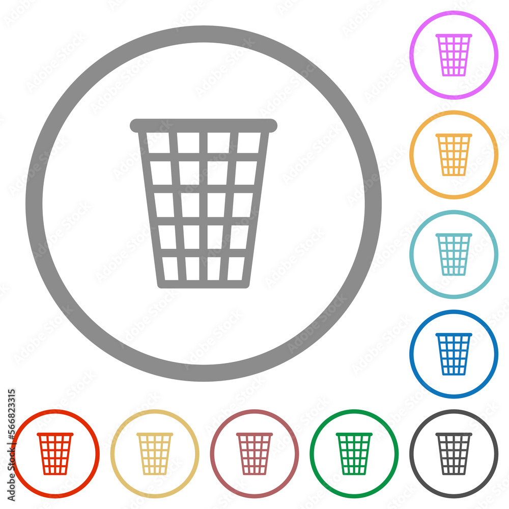 Single empty tall trash outline flat icons with outlines Single empty tall trash outline flat icons with outlines