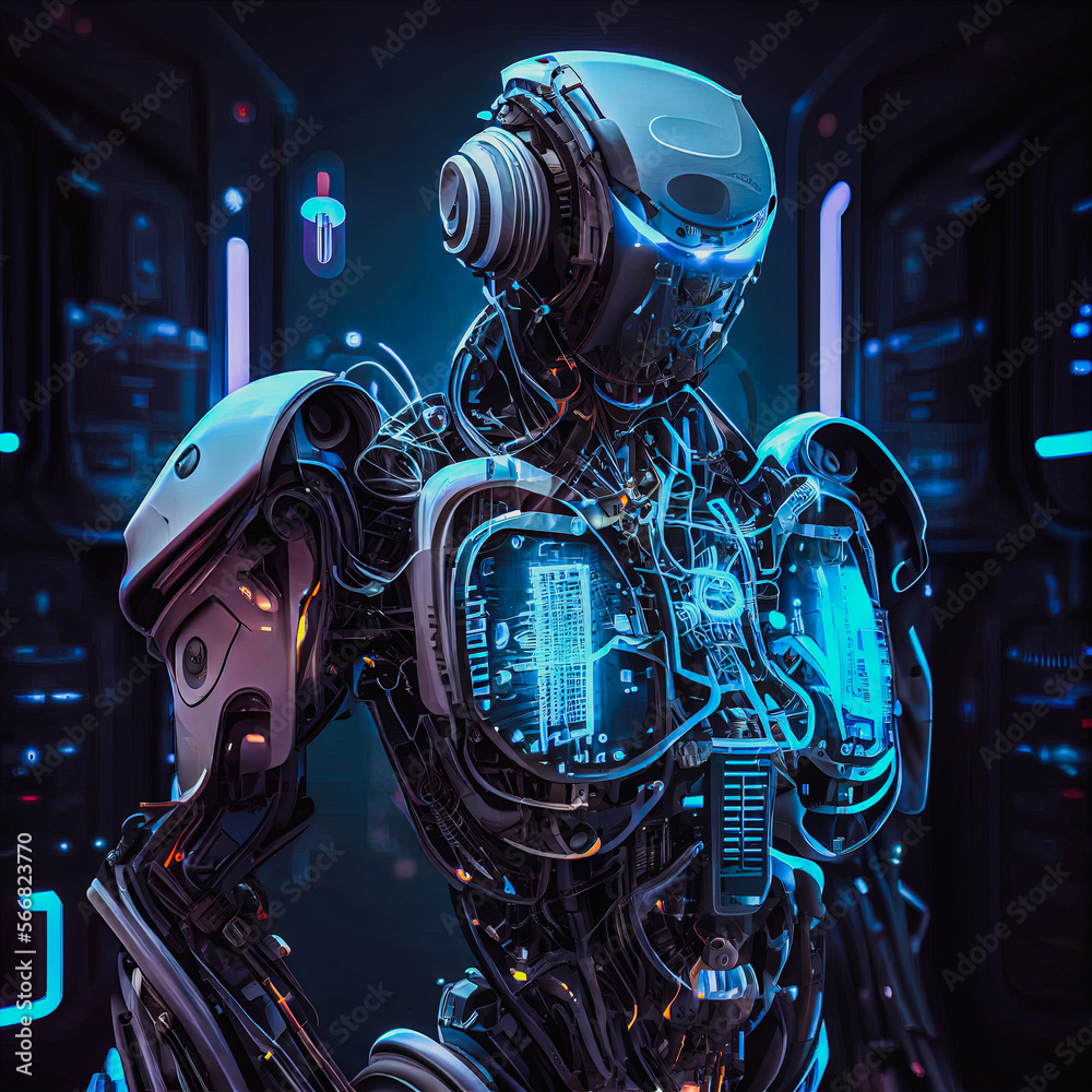 artificial intelligence robot engineer. robot of the future. AI generated